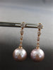 LARGE .76CT DIAMOND & AAA PINK SOUTH SEA PEARL 14K ROSE GOLD 3D JOURNEY EARRINGS
