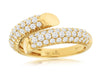 ESTATE 1CT DIAMOND 14KT YELLOW GOLD CLASSIC ROUND 3 ROW CRISS CROSS FUN RING