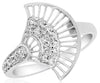 ESTATE .22CT DIAMOND 14KT YELLOW GOLD 3D ROUND SEMI CIRCULAR FLORAL FUN RING