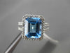 ESTATE 6.40CTW DIAMOND & AAA BLUE TOPAZ 14KT WHITE GOLD 3D HALO DOUBLE RING