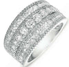 EXTRA LARGE 2.21CT DIAMOND 14KT WHITE GOLD 3D MULTI ROW CLASSIC ANNIVERSARY RING