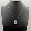 EXTRA LARGE 22.11CT DIAMOND & AAA AQUAMARINE 18KT WHITE GOLD HALO LOVE NECKLACE