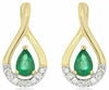 ESTATE .87CT DIAMOND & AAA EMERALD 14KT YELLOW GOLD PEAR SHAPE HANGING EARRINGS