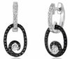 ESTATE .55CT WHITE & BLACK DIAMOND 14K WHITE GOLD 3D OVAL SWIRL HANGING EARRINGS