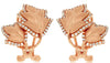 .36CT DIAMOND 14KT ROSE GOLD DOUBLE LEAF MATTE & SHINY CLIP ON HANGING EARRINGS