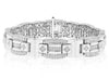 ESTATE WIDE 1.26CT DIAMOND 14KT WHITE GOLD CLASSIC MULTI ROW PAVE MENS BRACELET