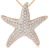 ESTATE .53CT DIAMOND 14KT ROSE GOLD 3D LUCKY STARFISH FUN FLOATING PENDANT