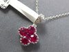 SMALL .78CT DIAMOND & AAA RUBY 18KT WHITE GOLD INVISIBLE 4 LEAF CLOVER PENDANT