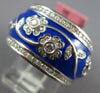 WIDE 1.23CT DIAMOND & BLUE ENAMEL 18KT WHITE GOLD MULTI FLOWER ETERNITY FUN RING