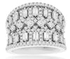 WIDE 1.8CT DIAMOND 14KT WHITE GOLD 3D ROUND & BAGUETTE FILIGREE ANNIVERSARY RING