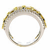 LARGE 3.71CT WHITE & FANCY YELLOW DIAMOND 18K 2 TONE GOLD 3 ROW ANNIVERSARY RING