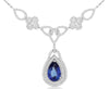 LARGE 4.45CT DIAMOND & AAA TANZANITE 14KT WHITE GOLD PEAR SHAPE & ROUND NECKLACE
