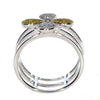 LARGE .42CT WHITE & FANCY YELLOW DIAMOND 18K 2 TONE GOLD 4 LEAF CLOVER LOVE RING