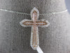 ESTATE LARGE .68CT DIAMOND 14KT WHITE & ROSE GOLD DOUBLE CROSS FLOATING PENDANT