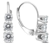 1.0CT DIAMOND 14KT WHITE GOLD CLASSIC 3 STONE JOURNEY LEVERBACK HANGING EARRINGS