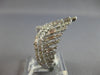 ESTATE LARGE 1.35CT DIAMOND 14KT WHITE GOLD ROUND & BAGUETTE V SHAPE CROWN RING