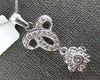 ESTATE .27CT DIAMOND 14KT WHITE GOLD FLOWER TEAR DROP FILIGREE FLOATING PENDANT