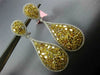 LARGE GIA 11.52CT WHITE & FANCY YELLOW DIAMOND 18K GOLD CLUSTER HANGING EARRINGS