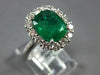 ESTATE LARGE 3.19CT DIAMOND & AAA EMERALD 18K WHITE GOLD CUSHION ENGAGEMENT RING