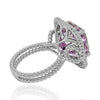 LARGE 18.57CT DIAMOND & AAA KUNZITE 18KT WHITE GOLD 3D EMERALD CUT & ROUND RING