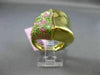 ESTATE LARGE .35CT DIAMOND 14K YELLOW GOLD GREEN & PINK ENAMEL FILIGREE FUN RING