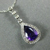 ESTATE 1.08CT DIAMOND & AAA AMETHYST 14KT WHITE GOLD 3D PEAR SHAPE HALO PENDANT