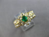 ESTATE 1.3CT DIAMOND & AAA EMERALD 18KT YELLOW GOLD 2 ROW FLOWER FUN RING #28143