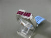 ESTATE WIDE 1.54CT DIAMOND AAA RUBY 18KT WHITE GOLD SQUARE RECTANGULAR MENS RING