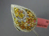 ESTATE LARGE 2.23CT WHITE & FANCY YELLOW DIAMOND 18KT WHITE GOLD PEAR SHAPE RING