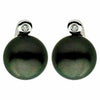 ESTATE .18CT ROUND DIAMOND & AAA TAHITIAN PEARL 14K WHITE GOLD 3D LOVE EARRINGS
