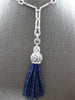 LARGE 79CT DIAMOND & AAA SAPHIRE 14KT WHITE GOLD 3D LARIAT FUN ETERNITY NECKLACE