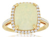 LARGE 3.18CT DIAMOND & AAA OPAL 14K YELLOW GOLD CUSHION & ROUND SQUARE HALO RING