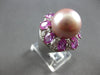 5.28CT DIAMOND & AAA PINK SAPPHIRE & PINK SOUTH SEA PEARL 18K WHITE GOLD 3D RING