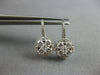 1.35CT DIAMOND 14KT WHITE GOLD 3D CLUSTER FLOWER HALO LEVERBACK HANGING EARRINGS
