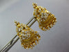 LARGE 1.50CT DIAMOND 22KT YELLOW GOLD FILIGREE FLORAL CLIP ON HANGING EARRINGS