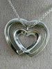 ESTATE .80CT DIAMOND 14KT WHITE GOLD 3D DOUBLE HEART LOVE PENDANT & CHAIN #15916