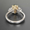 ESTATE 2.29CT DIAMOND & AAA EMERALD 18K 2 TONE GOLD OVAL 3 STONE ENGAGEMENT RING