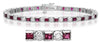 ESTATE 6.1CT DIAMOND & AAA RUBY 14KT WHITE GOLD ROUND & PRINCESS TENNIS BRACELET