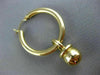 ESTATE 14KT YELLOW GOLD 3D CLASSIC BELL CHARM HANGING HOOP EARRINGS 3mm #25678