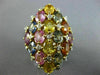 EXTRA LARGE 8.64CT DIAMOND & AAA MULTI COLOR SAPPHIRE 18KT YELLOW GOLD OVAL RING