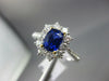 ESTATE WIDE 2.21CT DIAMOND & AAA SAPPHIRE 14K WHITE GOLD CUSHION ENGAGEMENT RING