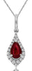 .52CT DIAMOND & AAA RUBY 14KT WHITE GOLD PEAR SHAPE TEAR DROP FLOATING PENDANT