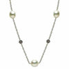 ESTATE AAA SOUTH SEA PEARL 14K WHITE GOLD 3D CLASSIC FLOWER BY THE YARD NECKLACE