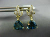 4.10CT DIAMOND & AAA LONDON BLUE TOPAZ 14K 2 TONE GOLD TRILLION HANGING EARRINGS