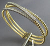 LARGE 1.30CT DIAMOND 14KT 2 TONE GOLD 3D FLEXIBLE MULTI ROW CUFF BANGLE BRACELET