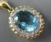 ANTIQUE EXTRA LARGE 8.90CT DIAMOND & AAA BLUE TOPAZ 14KT TWO TONE GOLD PENDANT