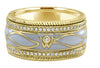 WIDE .46CT DIAMOND & WHITE ENAMEL 18KT YELLOW GOLD 3D FILIGREE ANNIVERSARY RING