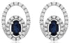 .81CT DIAMOND & AAA SAPPHIRE 14K WHITE GOLD OVAL & ROUND FLORAL HANGING EARRINGS