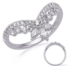 .62CT DIAMOND 14KT WHITE GOLD 3D ROUND & MARQUISE DOUBLE V BUTTERFLY LOVE RING