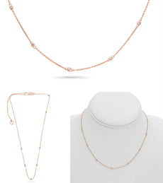 .21CT DIAMOND 14KT ROSE GOLD ROUND CLASSIC BY THE YARD ADJUSTABLE LOVE NECKLACE